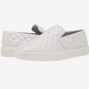 New Franco Sarto Quilted Leather sneakers in metallic pearl- holographic shimmer